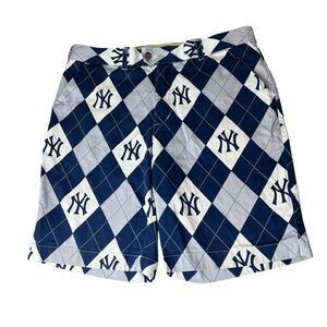 Loudmouth Size 36 NY New York Yankees Argile Pattern Golf Shorts Blue/White